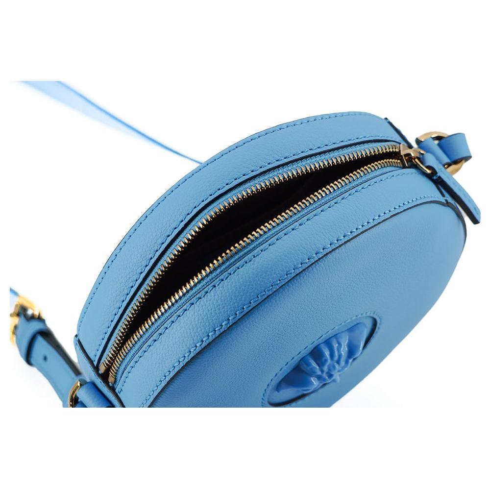 Versace Chic Blue Leather Round Shoulder Bag Versace Cadet Blue