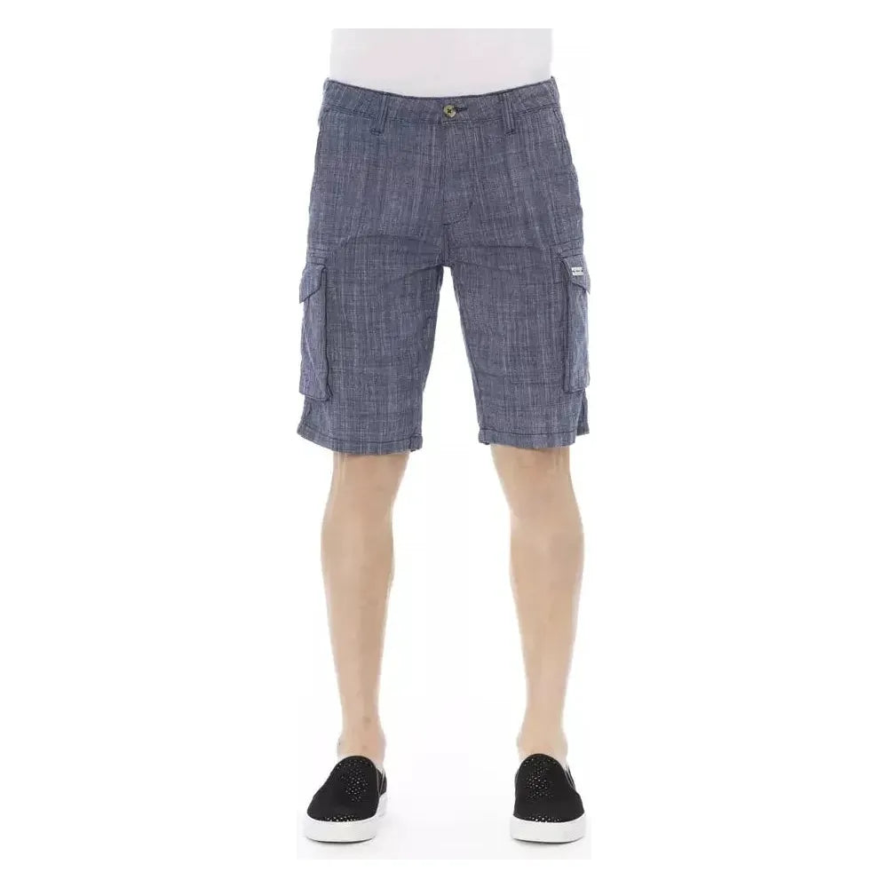 Baldinini Trend Blue Cotton Men Cargo Short Baldinini Trend Dim Gray