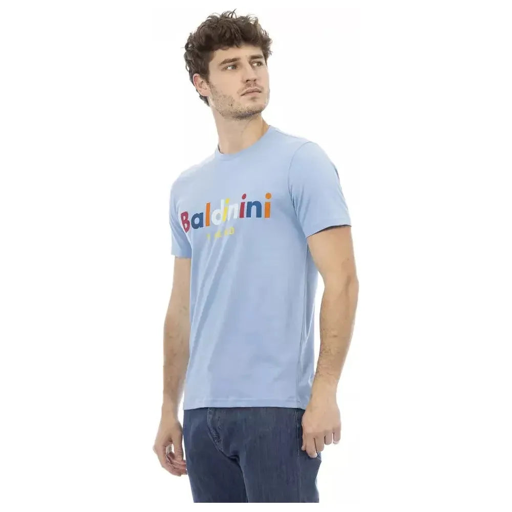 Baldinini Trend Light Blue Cotton Men T-Shirt Baldinini Trend Gray