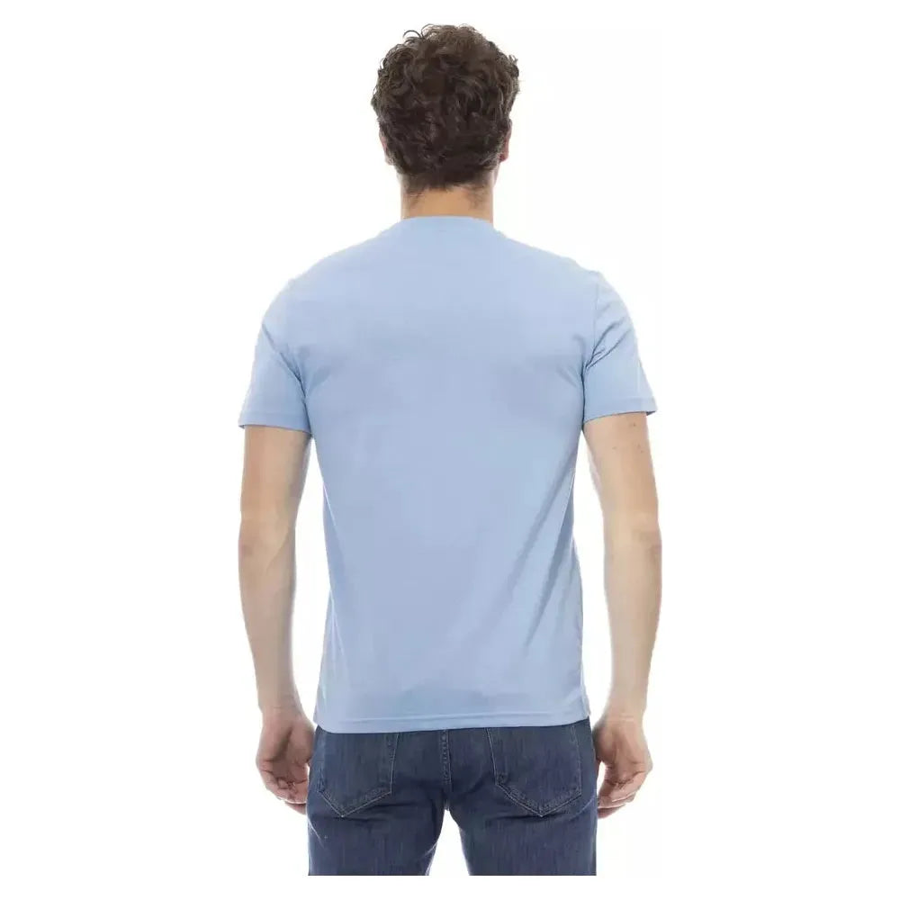 Baldinini Trend Light Blue Cotton Men T-Shirt Baldinini Trend Gray