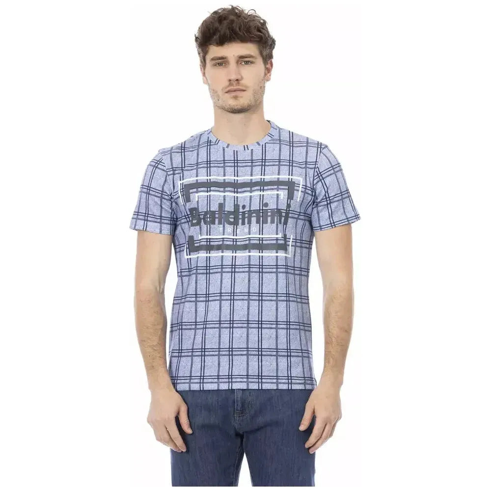Baldinini Trend Light Blue Cotton Men T-Shirt Baldinini Trend Gray