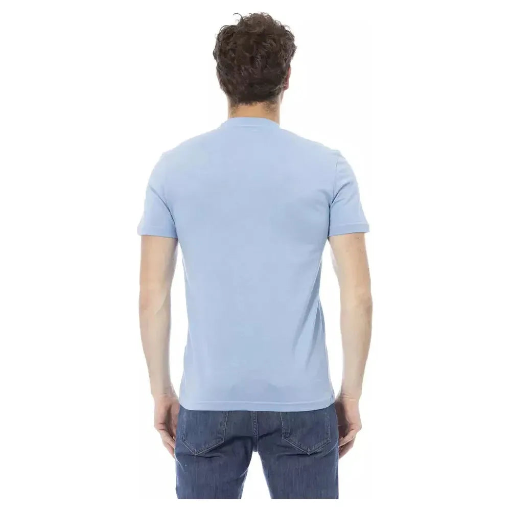 Baldinini Trend Light Blue Cotton Men T-Shirt Baldinini Trend Light Steel Blue
