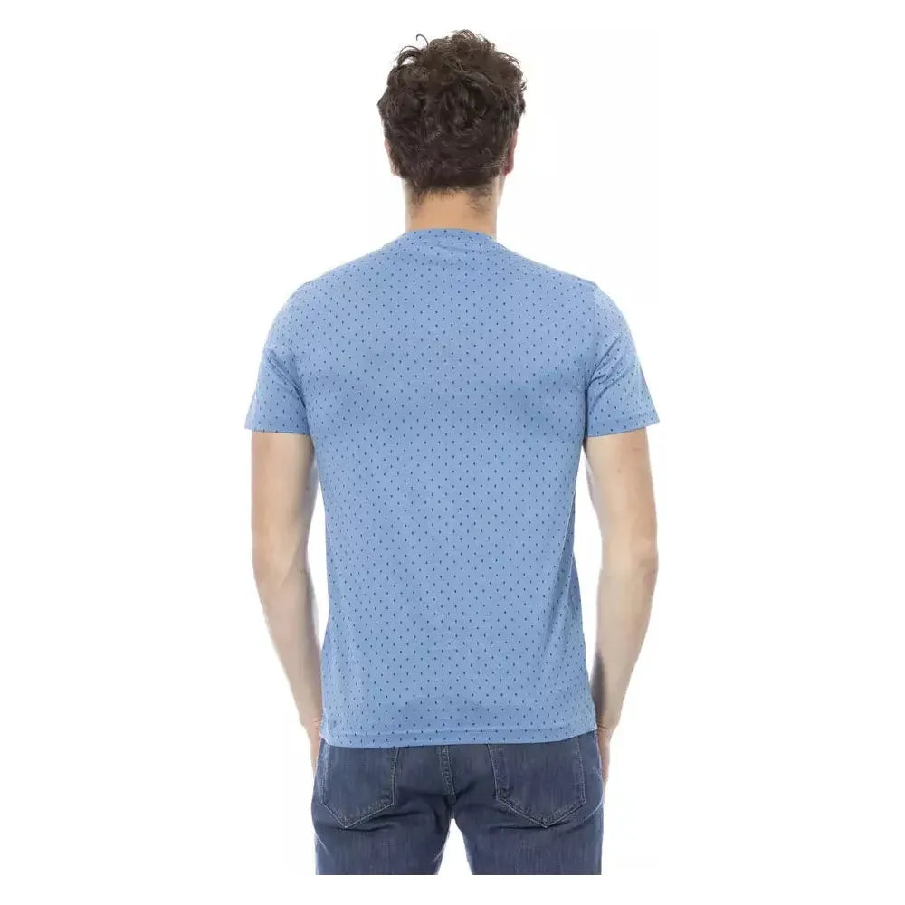 Baldinini Trend Light Blue Cotton Men T-Shirt Baldinini Trend Dark Gray