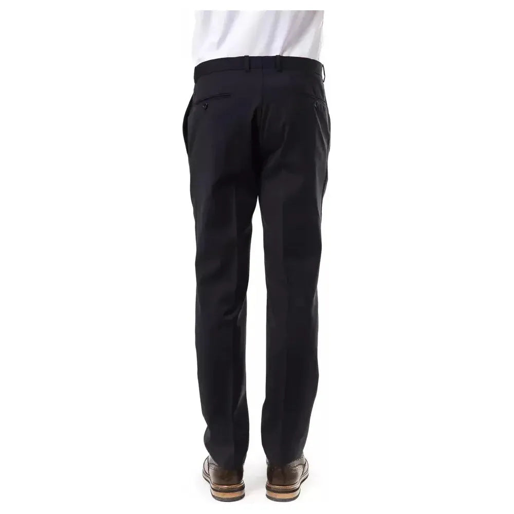 Uominitaliani Gray Wool Men Pant Uominitaliani Black