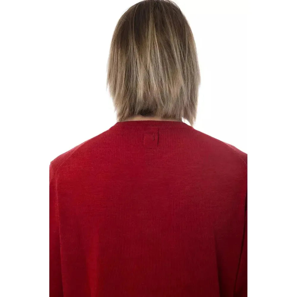 Billionaire Italian Couture Red Merino Wool Men Sweater Billionaire Italian Couture Dark Red