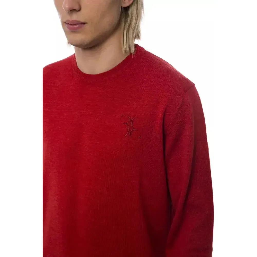 Billionaire Italian Couture Red Merino Wool Men Sweater Billionaire Italian Couture Dark Red