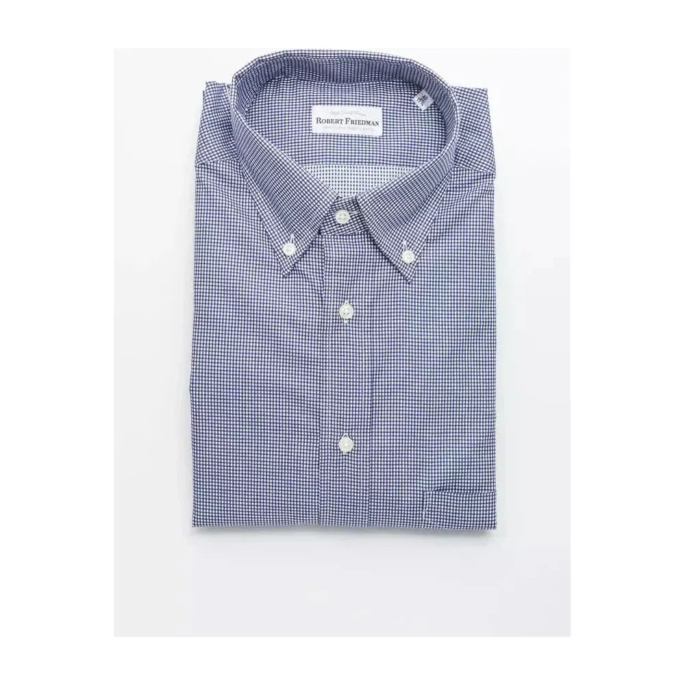 Robert Friedman Blue Cotton Men Shirt Robert Friedman Dim Gray