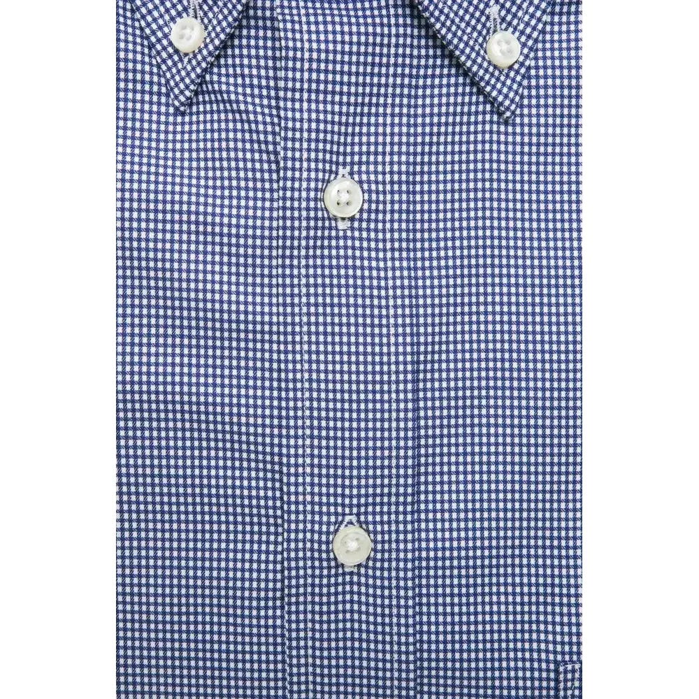 Robert Friedman Blue Cotton Men Shirt Robert Friedman Dark Slate Blue