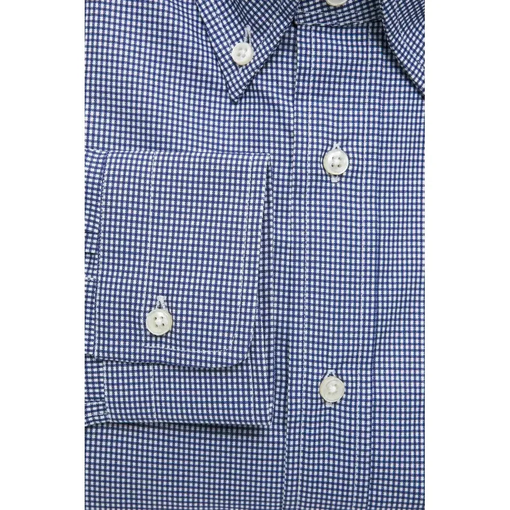 Robert Friedman Blue Cotton Men Shirt Robert Friedman Dark Slate Blue