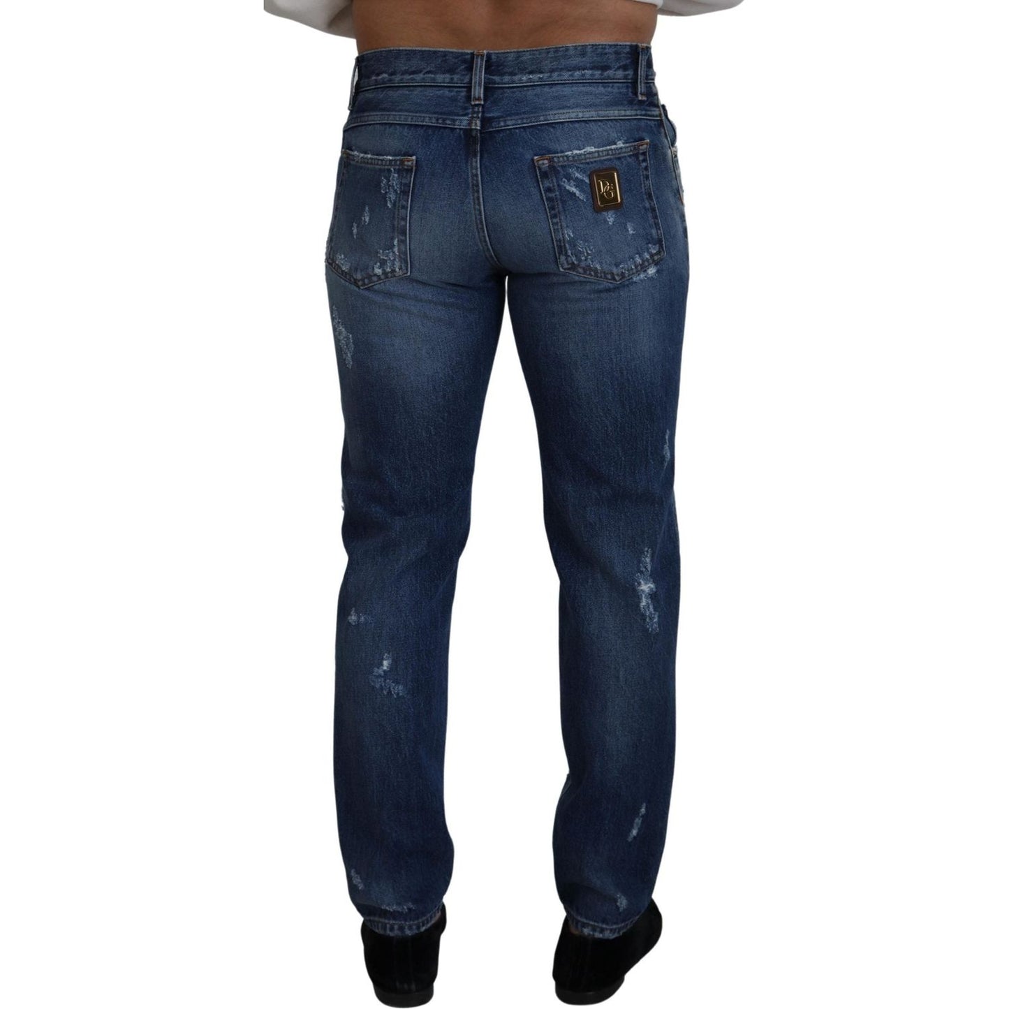 Dolce & Gabbana Chic Tattered Denim Pants for the Modern Man Dolce & Gabbana Dark Slate Gray