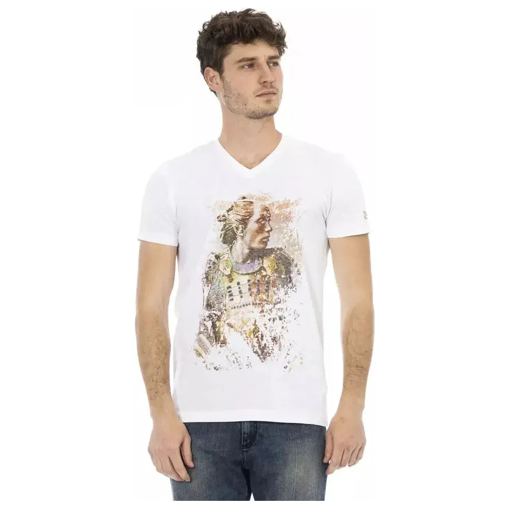 Trussardi Action White Cotton Men T-Shirt Trussardi Action Light Gray
