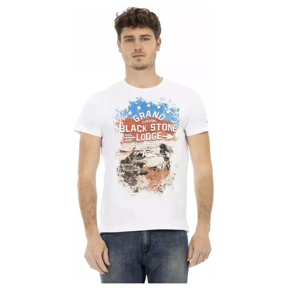 Trussardi Action White Cotton Men T-Shirt Trussardi Action Light Gray