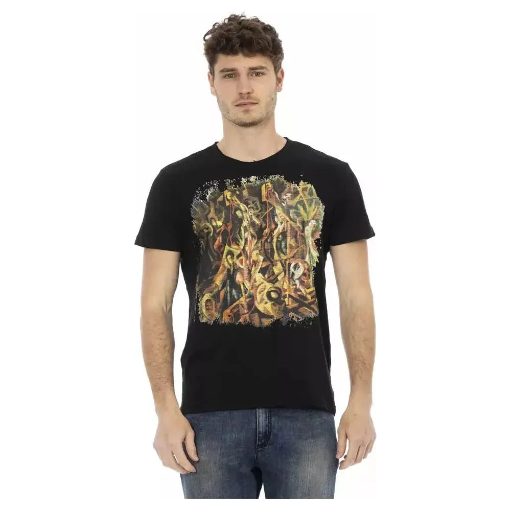 Trussardi Action Black Cotton Men T-Shirt Trussardi Action Tan