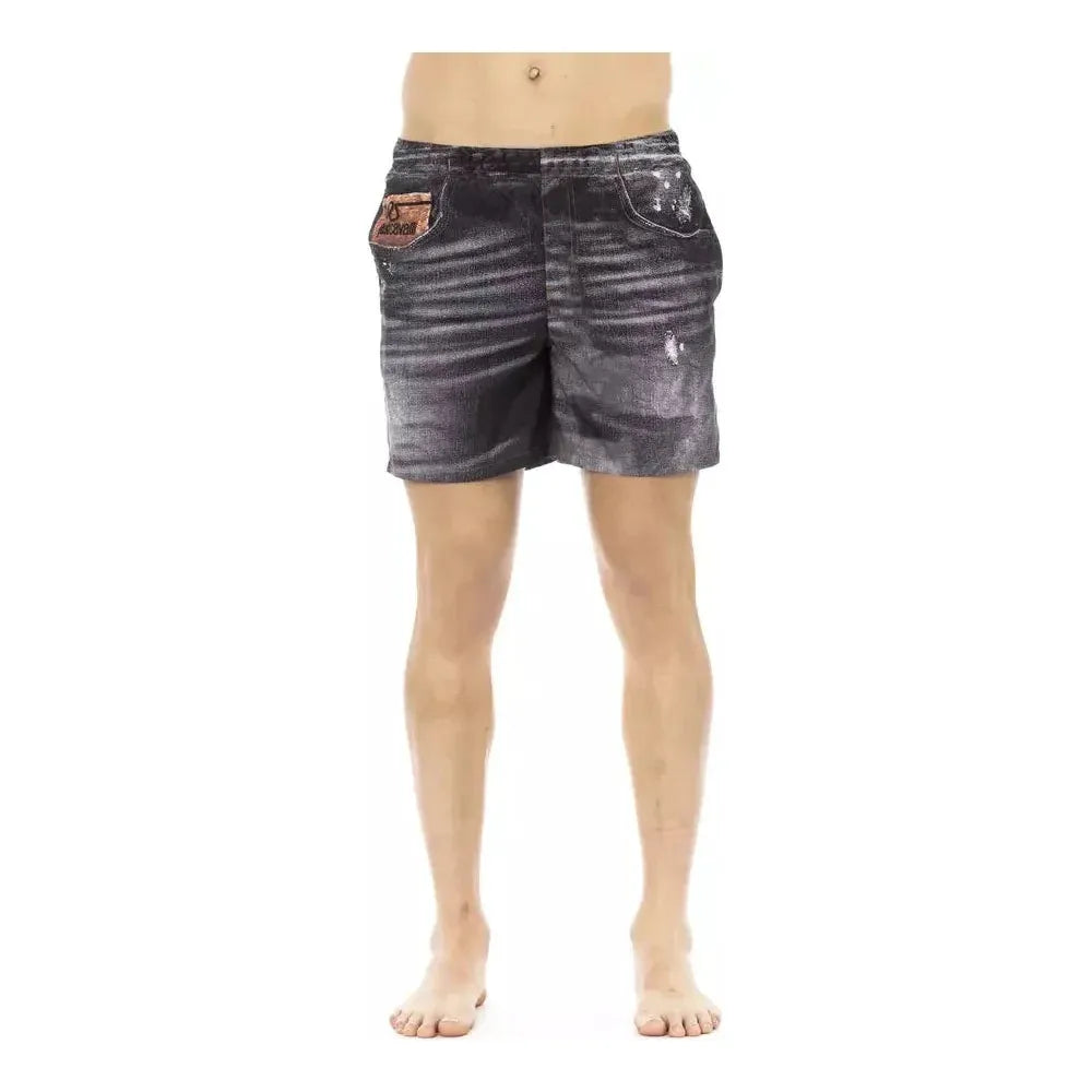 Just Cavalli Black Polyester Men's Swim Short Just Cavalli Rosy Brown