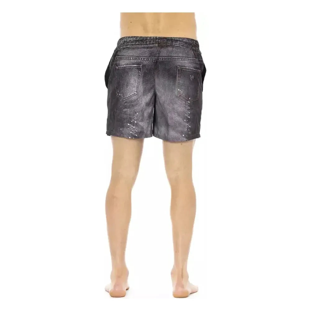 Just Cavalli Black Polyester Men's Swim Short Just Cavalli Rosy Brown