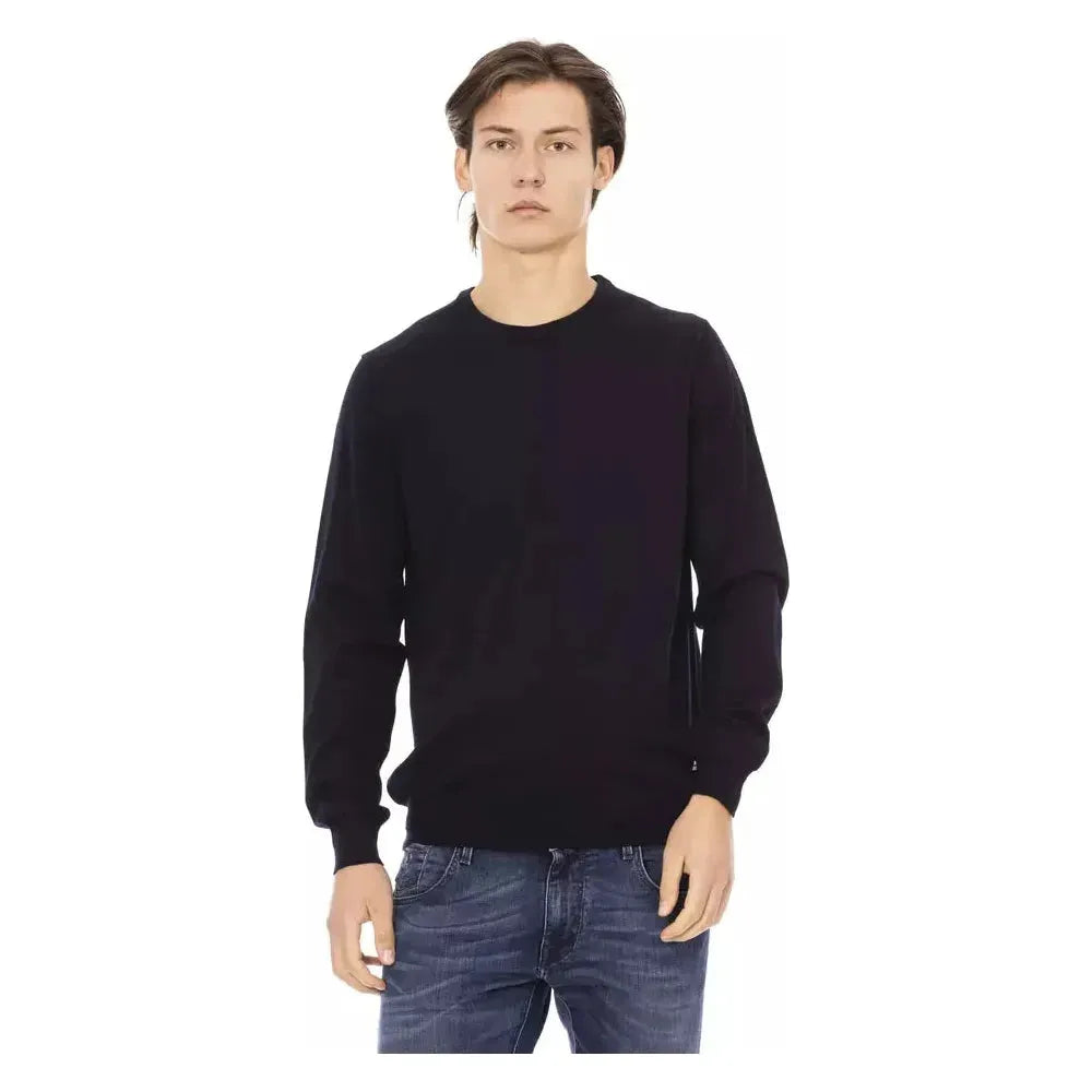 Baldinini Trend Blue Fabric Men Sweater Baldinini Trend Dark Slate Gray
