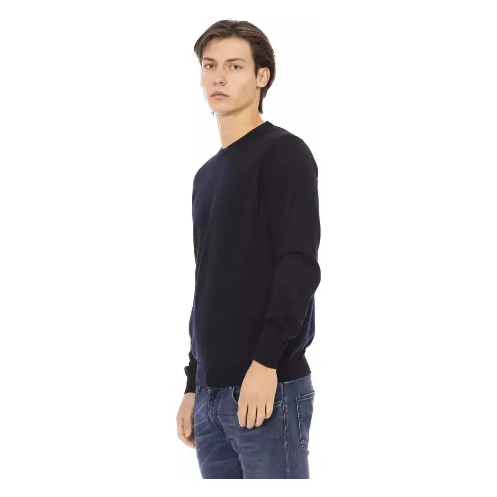 Baldinini Trend Blue Fabric Men Sweater Baldinini Trend Dark Slate Gray