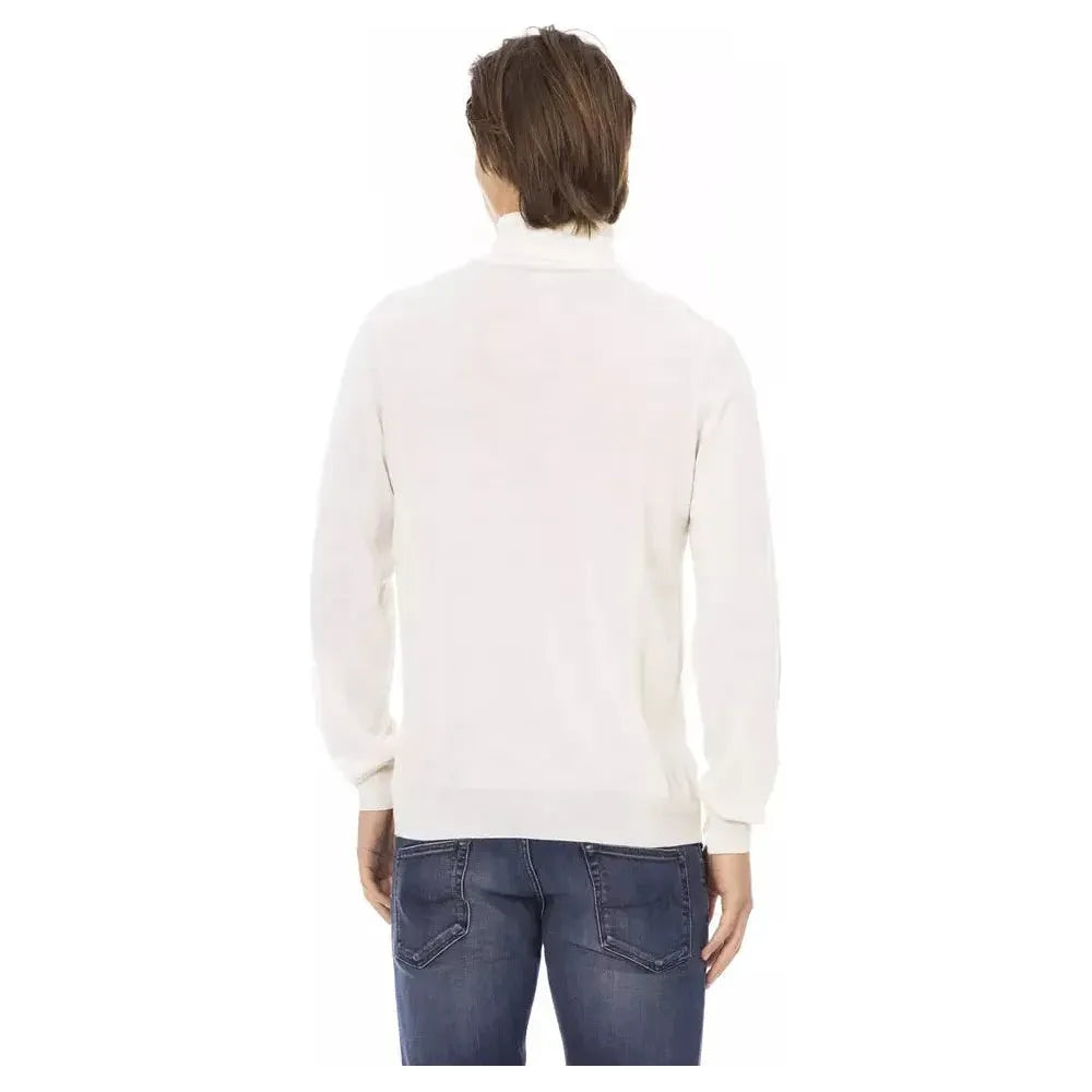 Baldinini Trend White Fabric Men Sweater Baldinini Trend Dark Slate Gray
