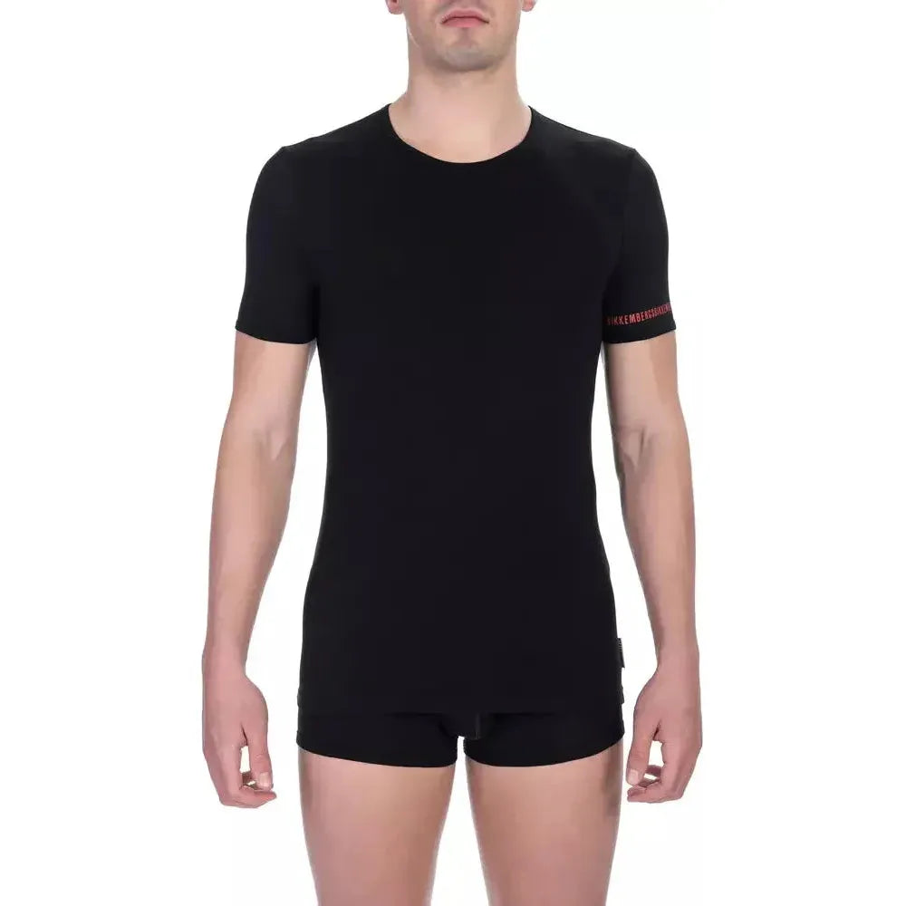 Bikkembergs Black Cotton Men T-Shirt Bikkembergs Rosy Brown