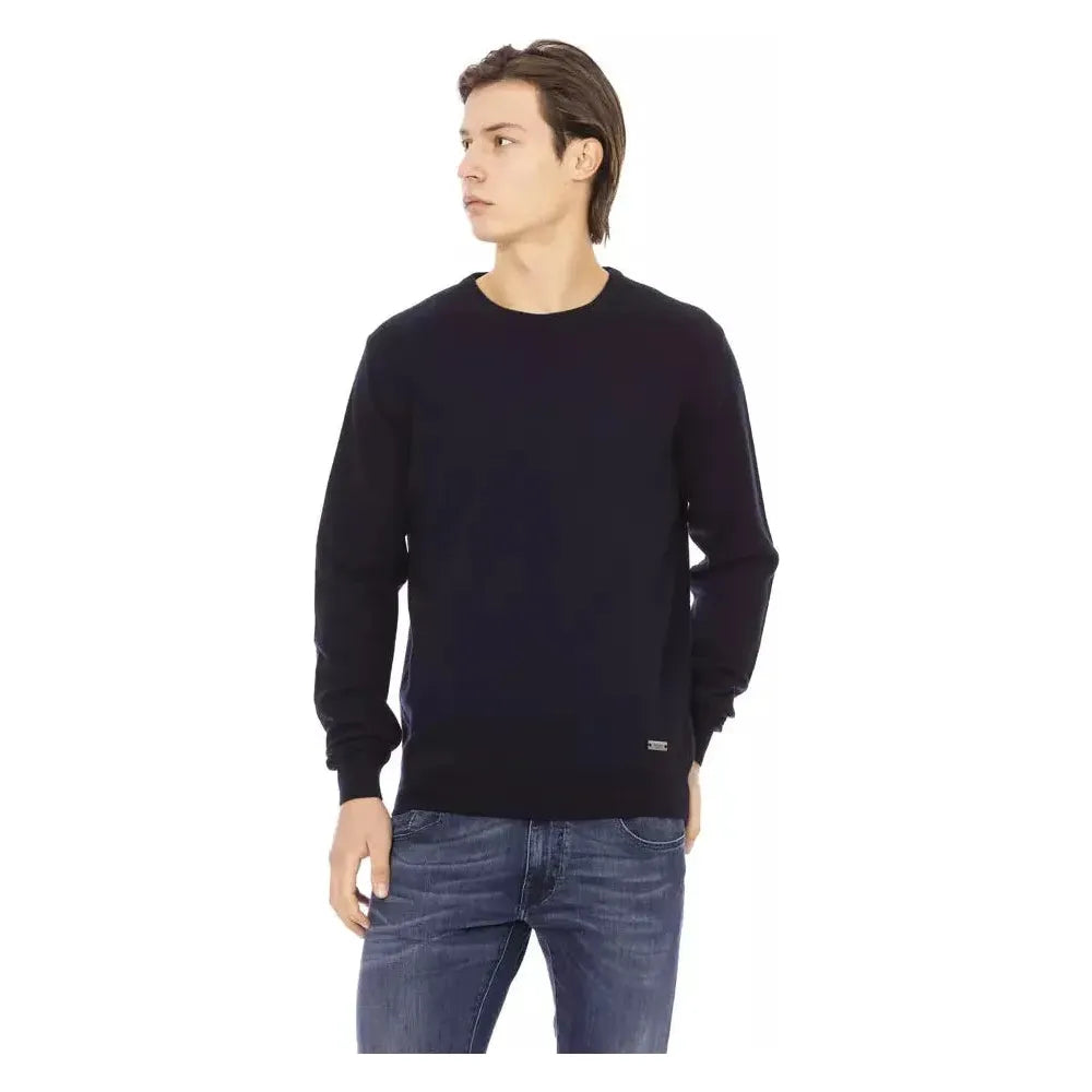 Baldinini Trend Blue Wool Men Sweater Baldinini Trend Dark Slate Gray