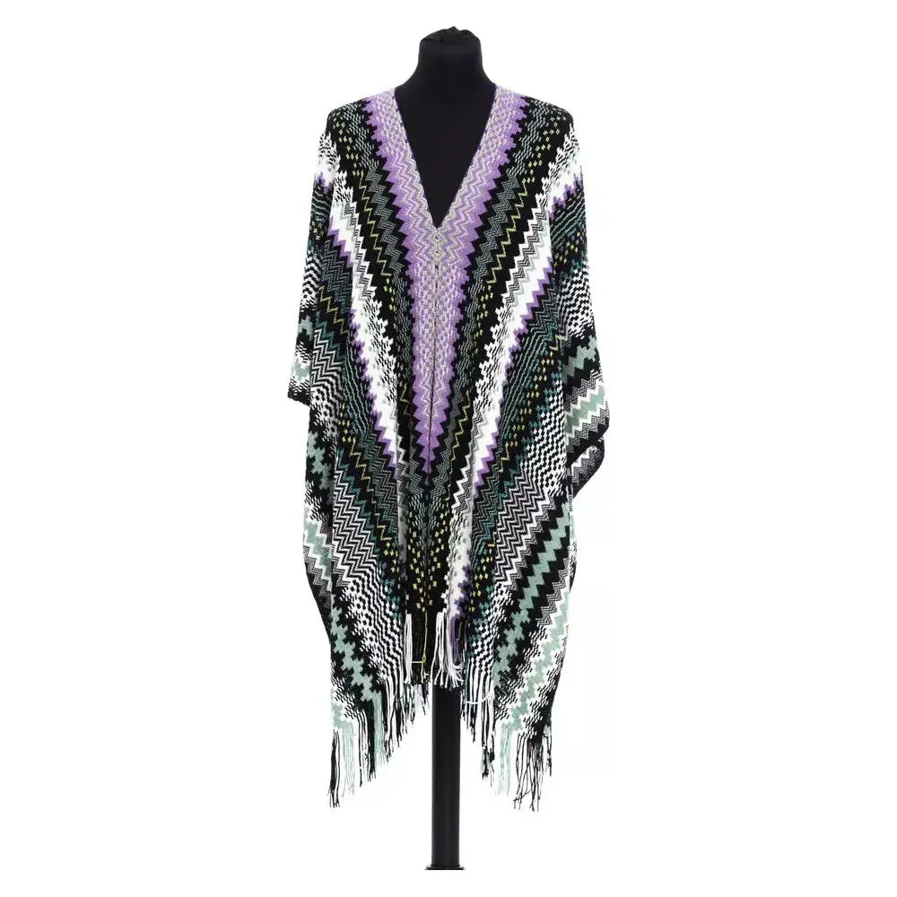 Missoni Multicolor Wool Women Poncho Missoni Light Gray