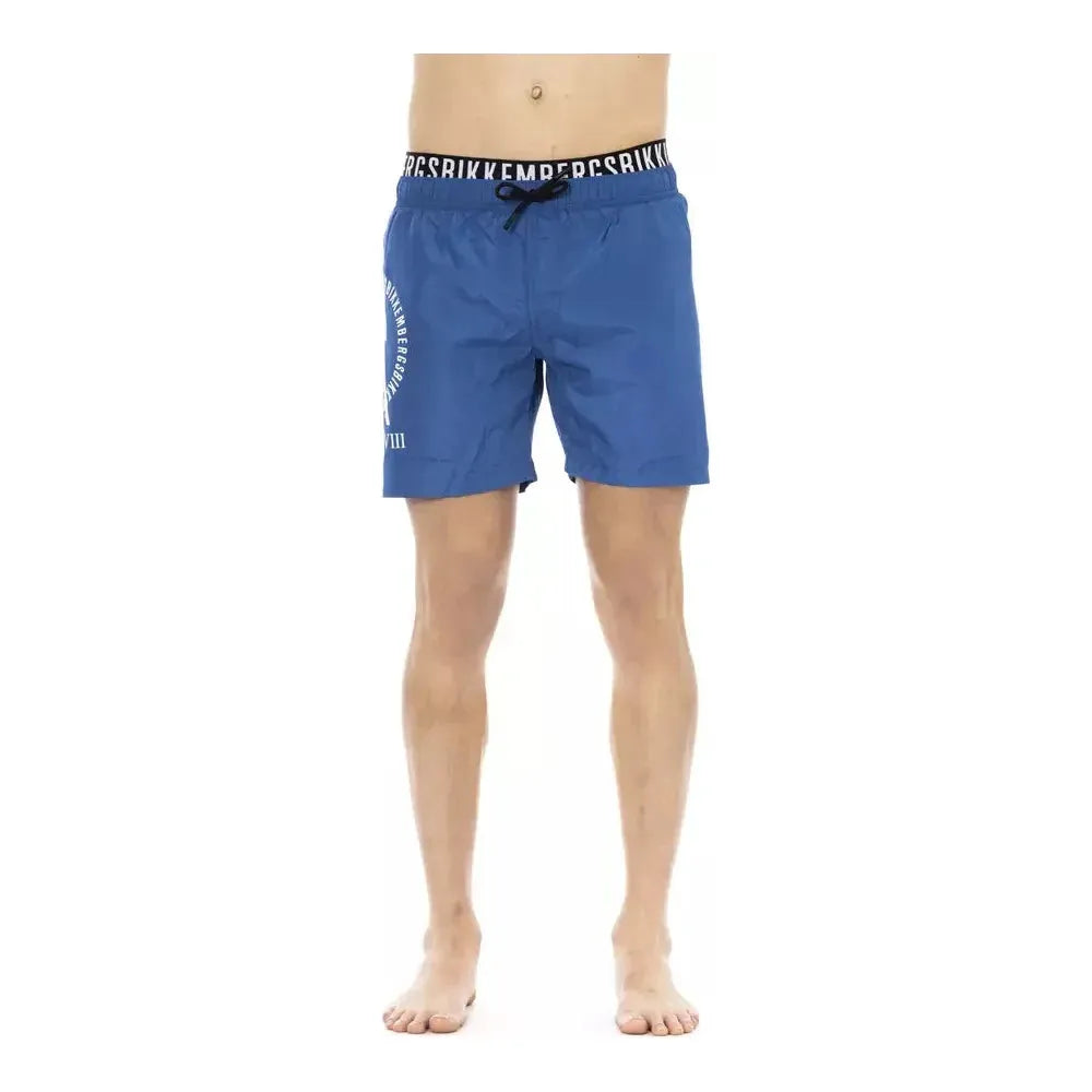 Bikkembergs Blue Polyester Men Swim Short Bikkembergs Dark Slate Blue