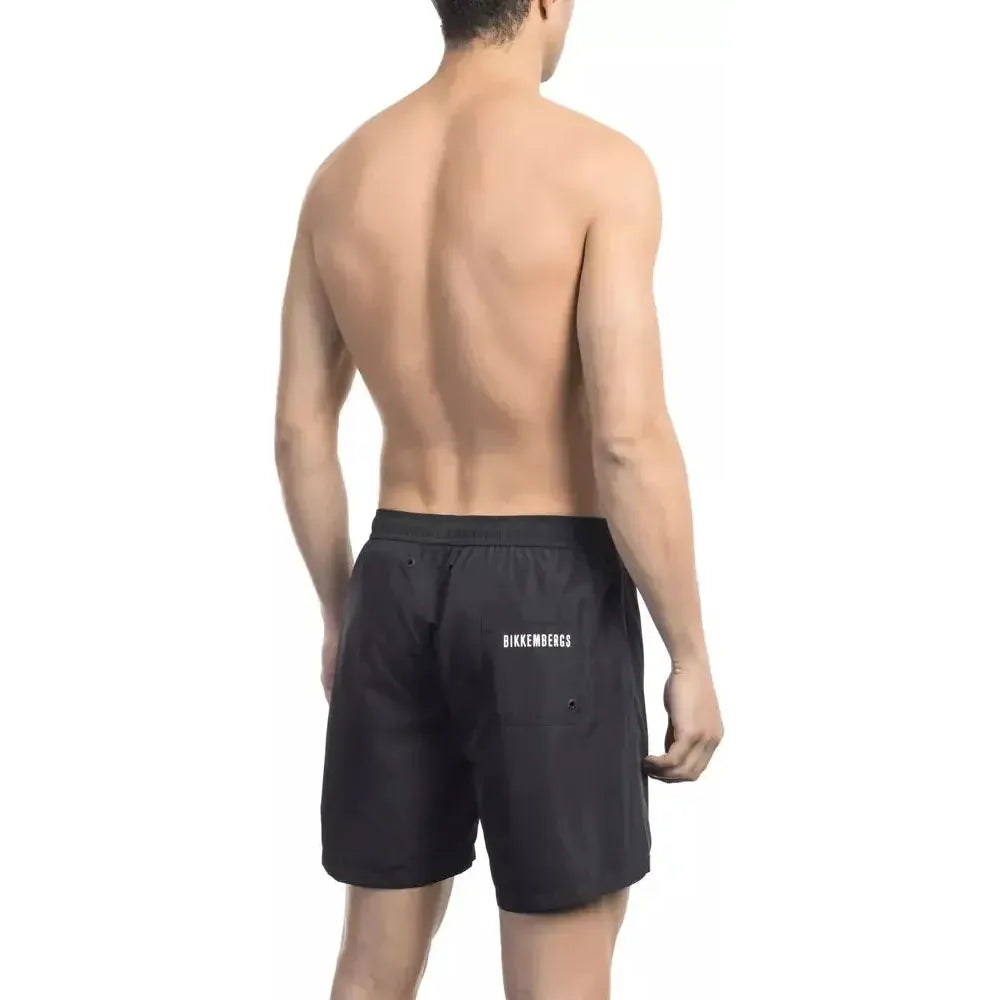 Bikkembergs Black Polyester Men Swim Short Bikkembergs Rosy Brown