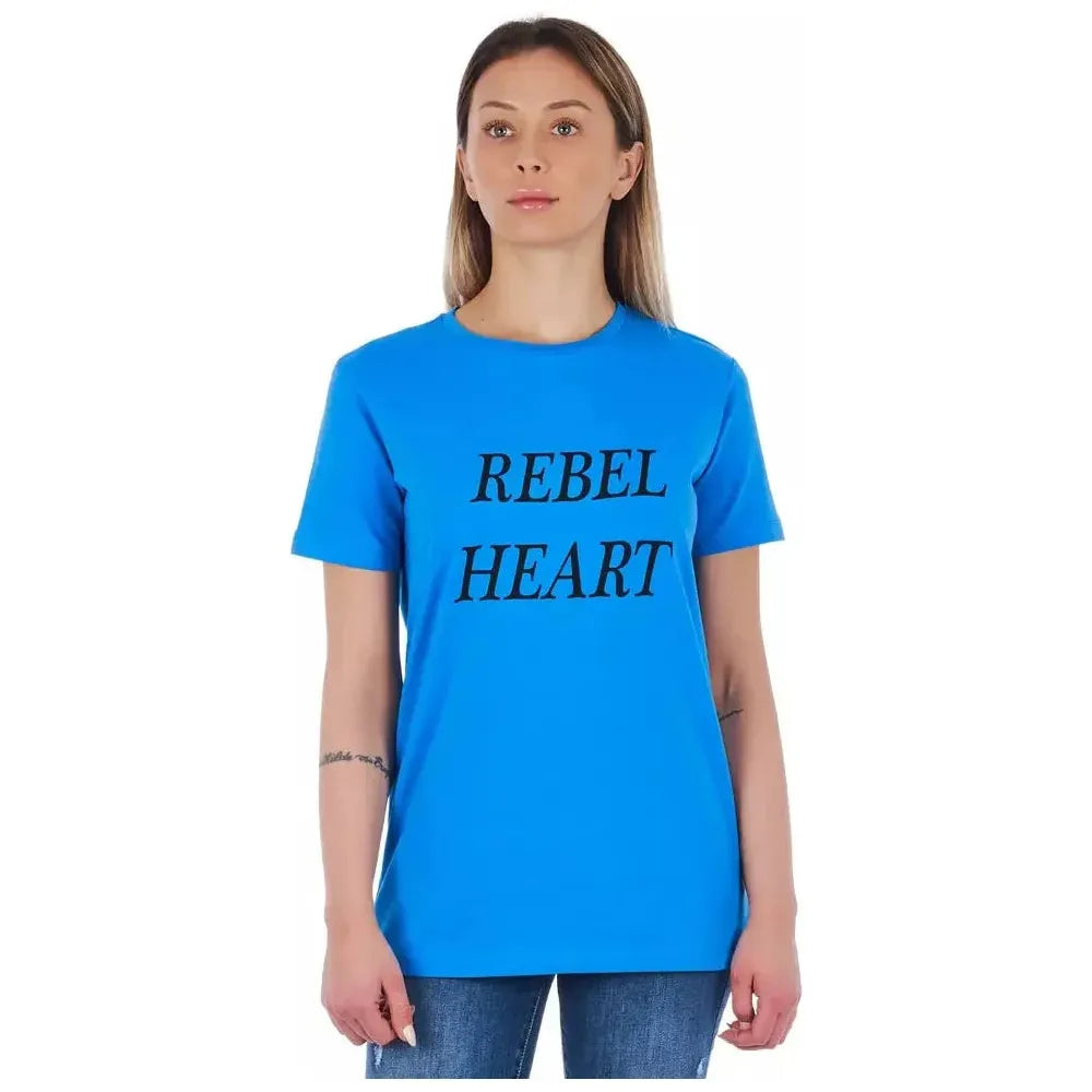 Frankie Morello Light Blue Cotton Women T-Shirt Frankie Morello Dodger Blue
