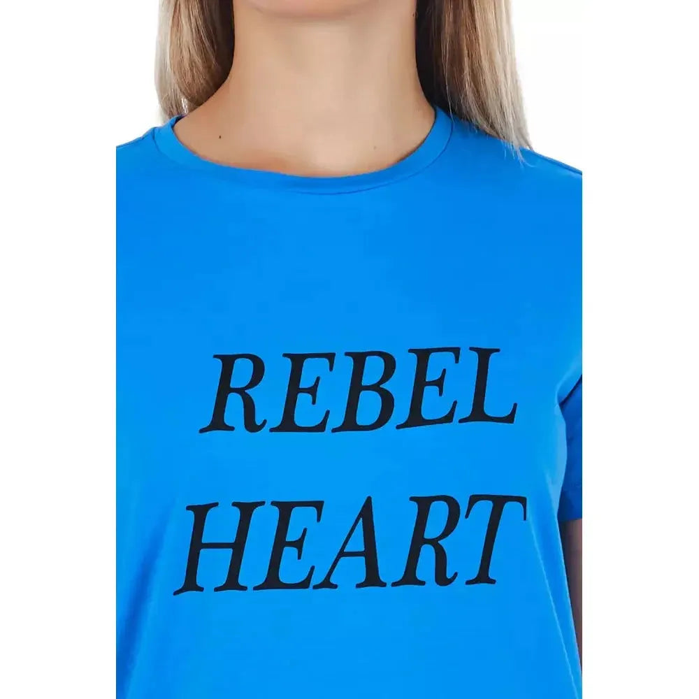 Frankie Morello Light Blue Cotton Women T-Shirt Frankie Morello Dodger Blue