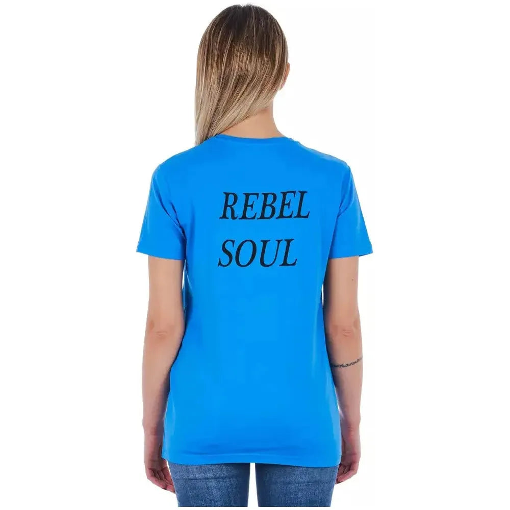 Frankie Morello Light Blue Cotton Women T-Shirt Frankie Morello Rosy Brown