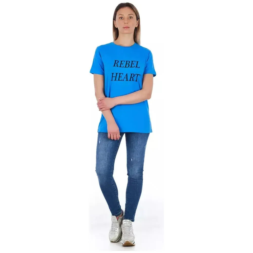 Frankie Morello Light Blue Cotton Women T-Shirt Frankie Morello Light Gray