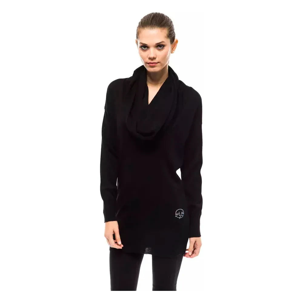 Montana Blu Embellished High Collar Woolen Sweater Montana Blu Black