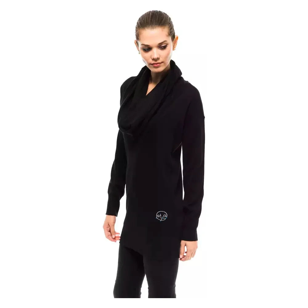 Montana Blu Embellished High Collar Woolen Sweater Montana Blu Black