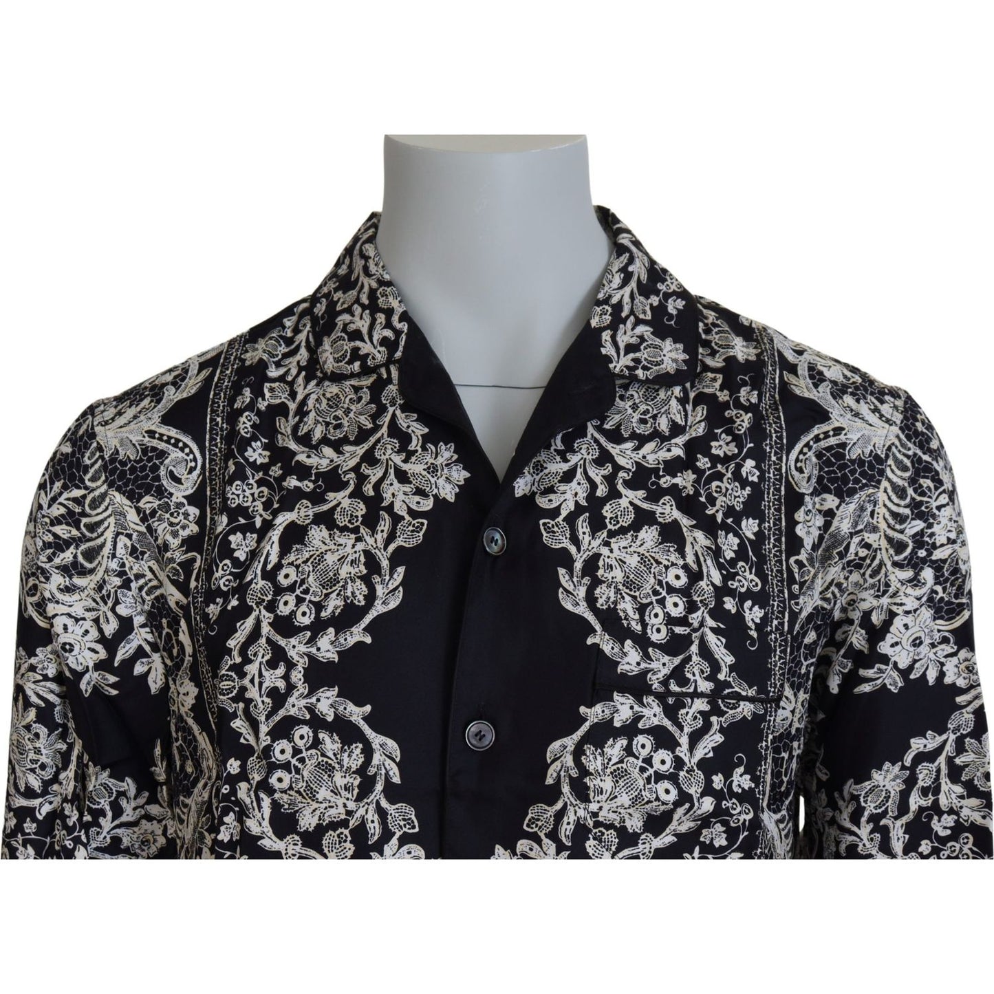 Dolce & Gabbana Elegant Satin Floral Baroque Shirt Dolce & Gabbana Dark Gray