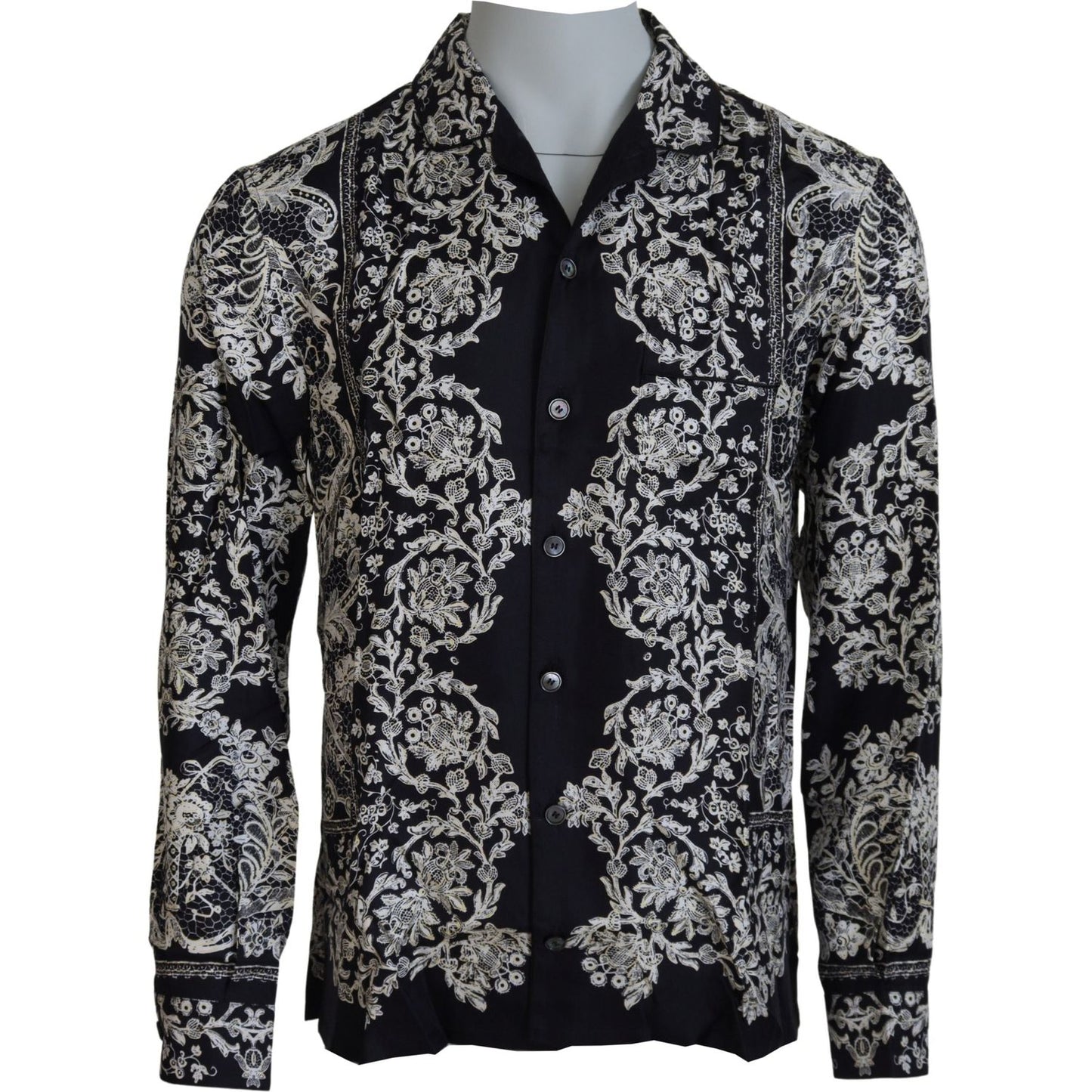 Dolce & Gabbana Elegant Satin Floral Baroque Shirt Dolce & Gabbana Dark Gray