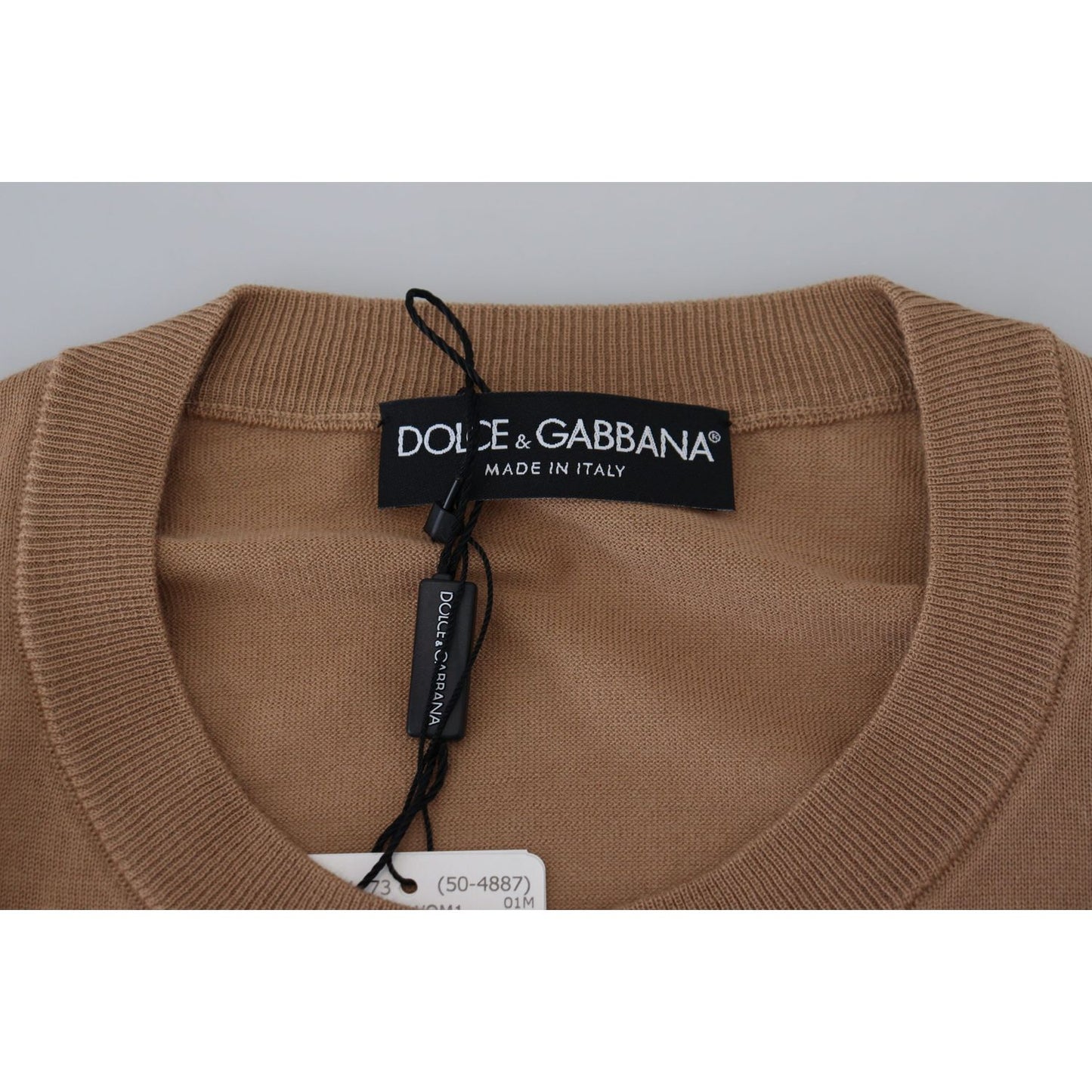 Dolce & Gabbana Beige Cashmere Crewneck Pullover Sweater Dolce & Gabbana Dark Olive Green