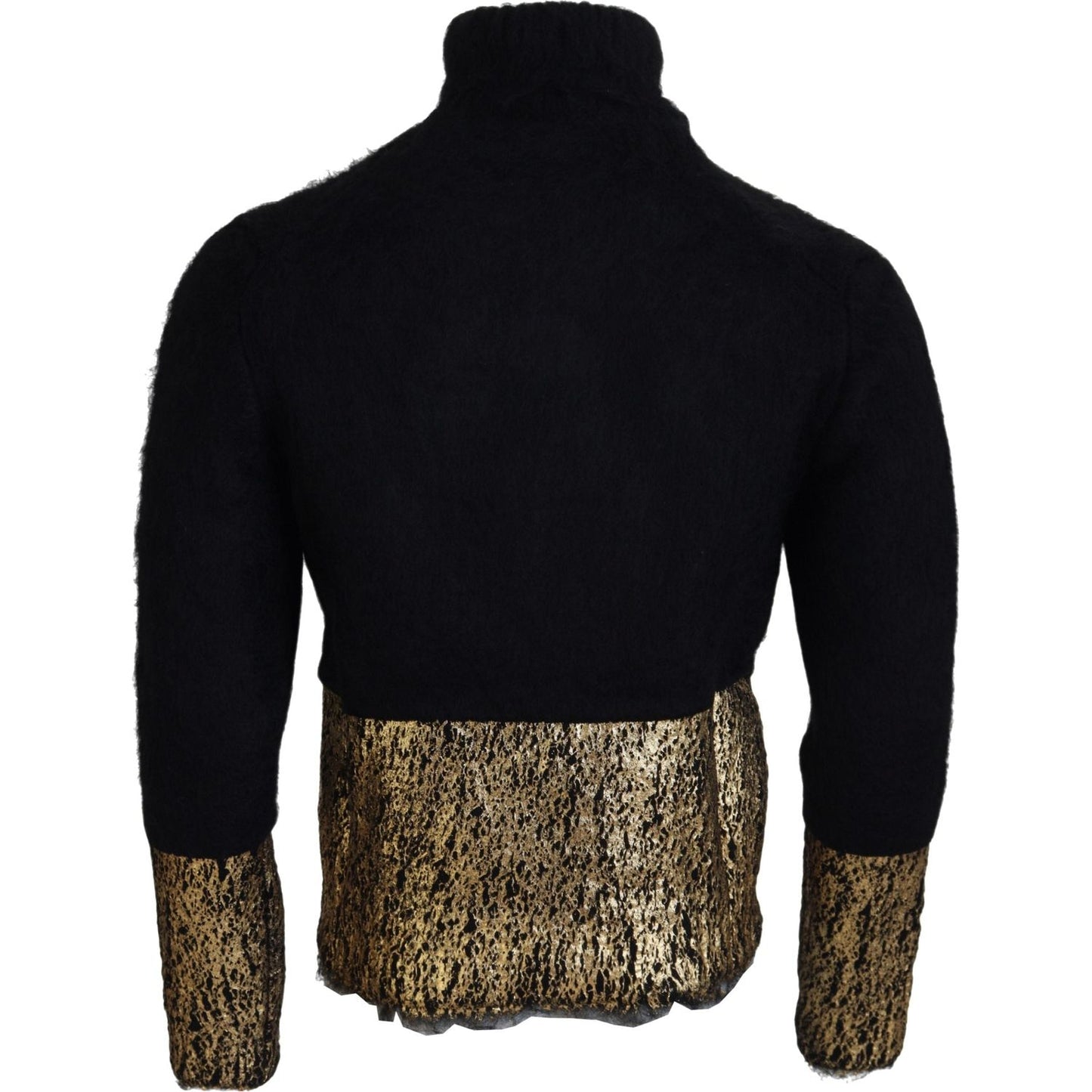 Dolce & Gabbana Stunning Black and Gold Crewneck Sweater Dolce & Gabbana Black