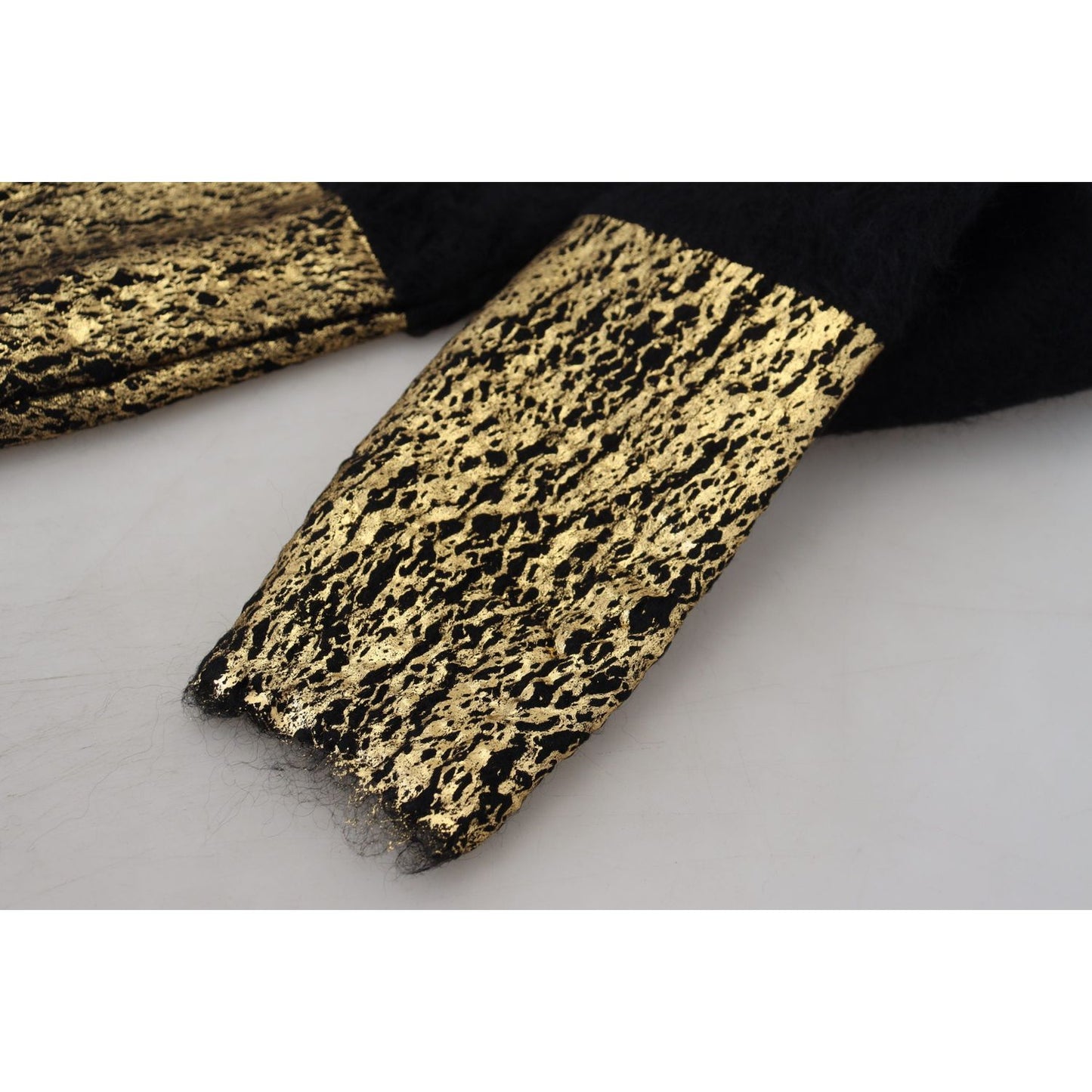 Dolce & Gabbana Stunning Black and Gold Crewneck Sweater Dolce & Gabbana Dark Gray