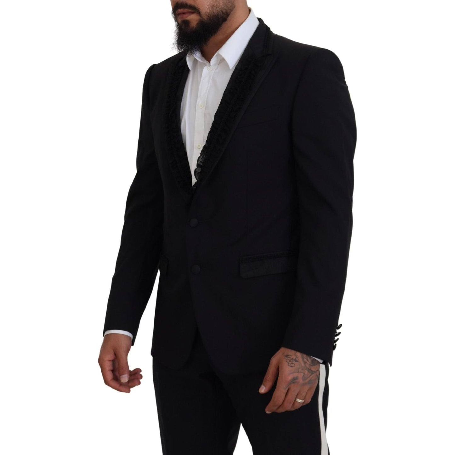 Dolce & Gabbana Elegant Black Silk-Lined Evening Blazer Dolce & Gabbana Black