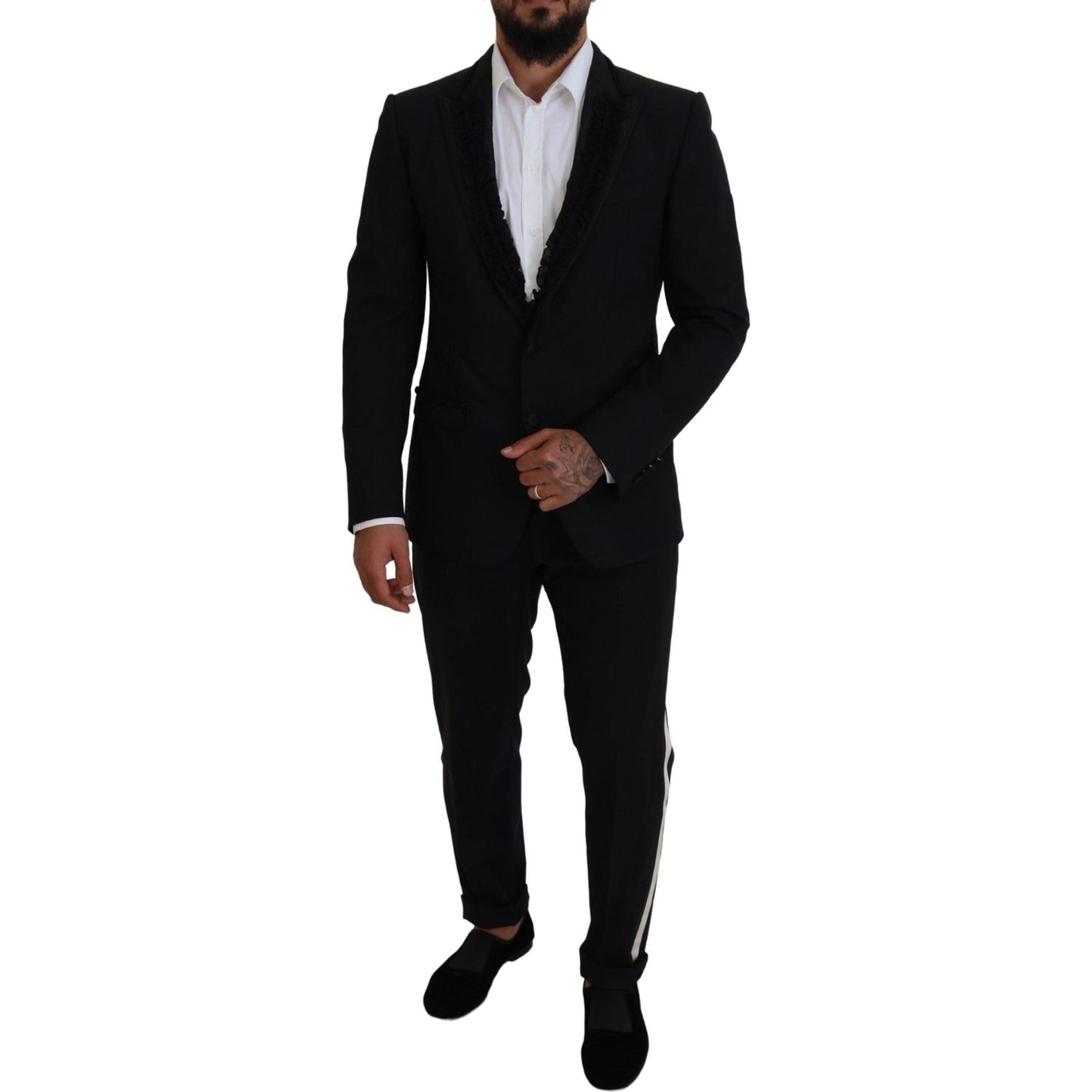 Dolce & Gabbana Elegant Black Silk-Lined Evening Blazer Dolce & Gabbana Black