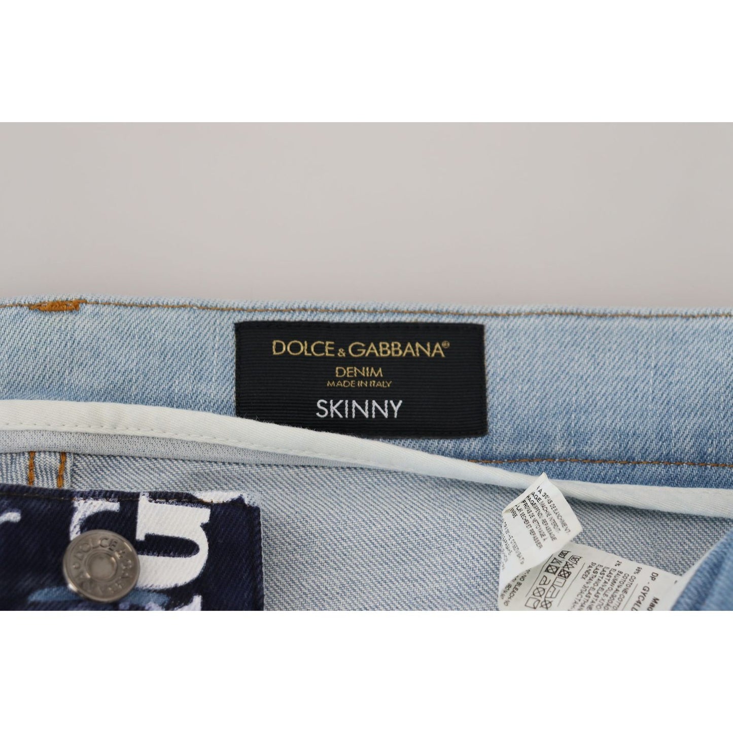 Dolce & Gabbana Elegant Crown Print Denim Pants Dolce & Gabbana Gray