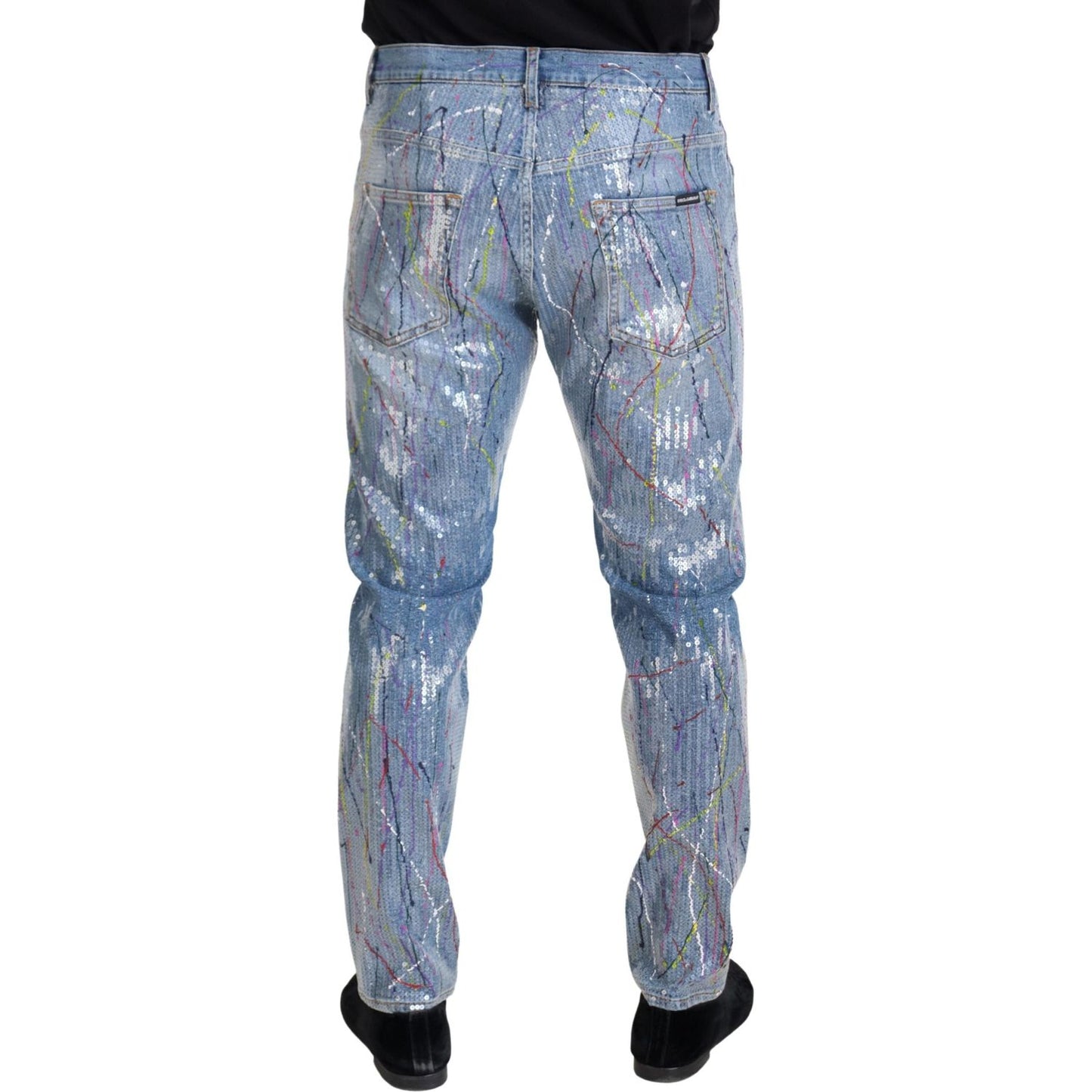 Dolce & Gabbana Exquisite Color Splash Denim Pants Dolce & Gabbana Light Slate Gray