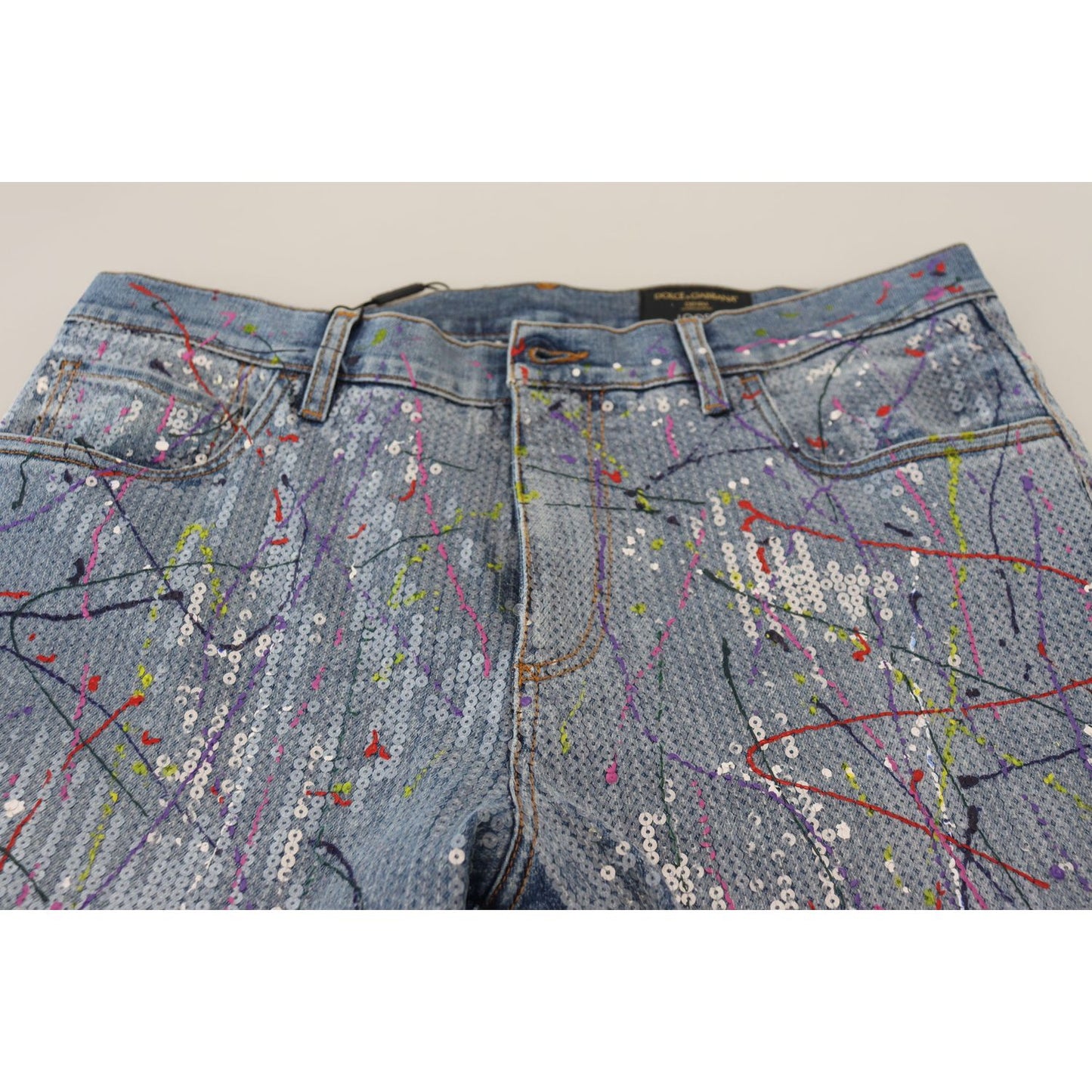 Dolce & Gabbana Exquisite Color Splash Denim Pants Dolce & Gabbana Slate Gray