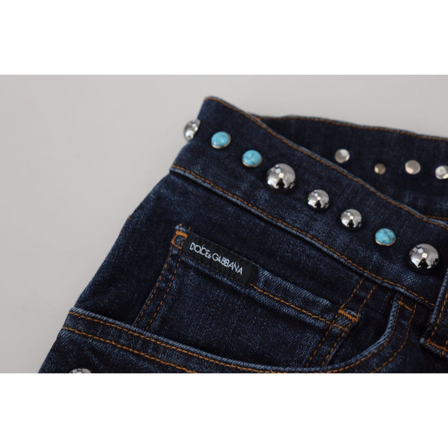 Dolce & Gabbana Studded Opulence Denim Jeans Dolce & Gabbana Gray