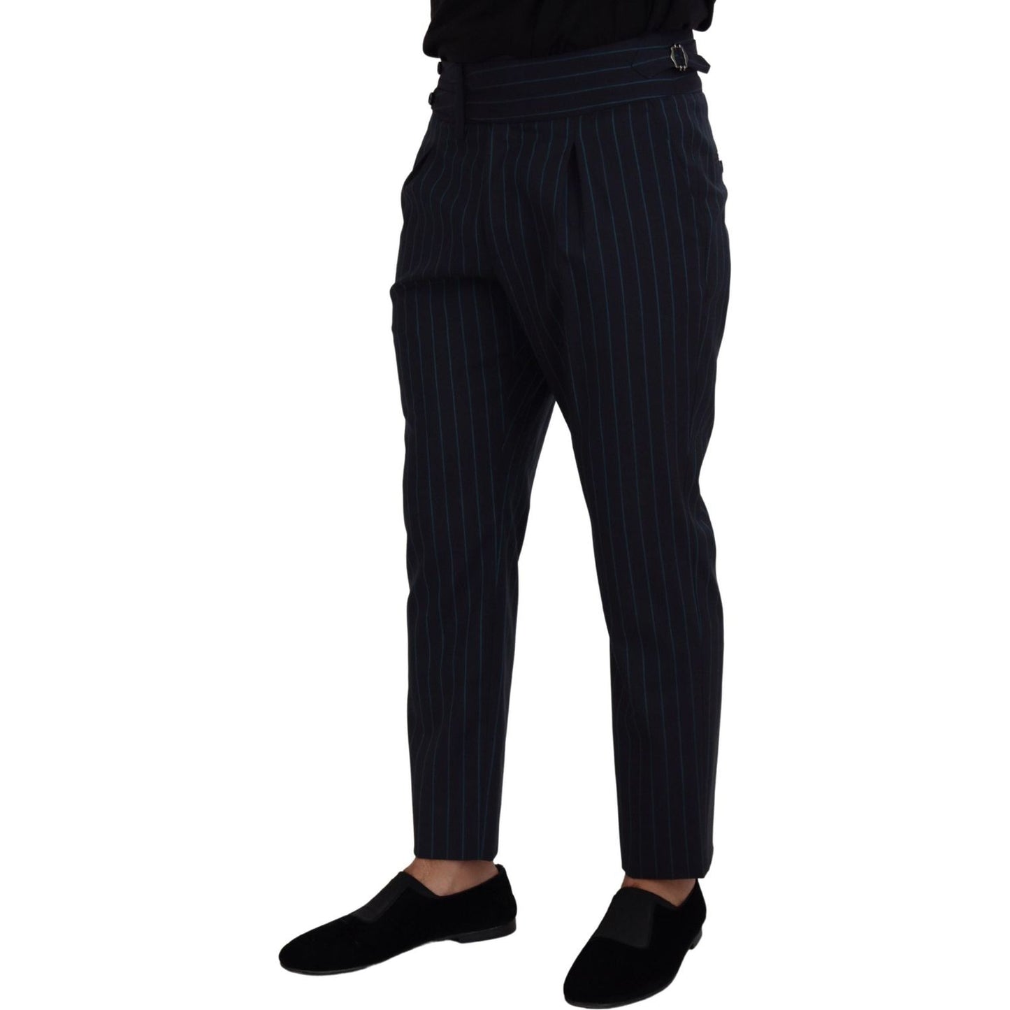 Dolce & Gabbana Elegant Stripe Virgin Wool Trousers Dolce & Gabbana Black