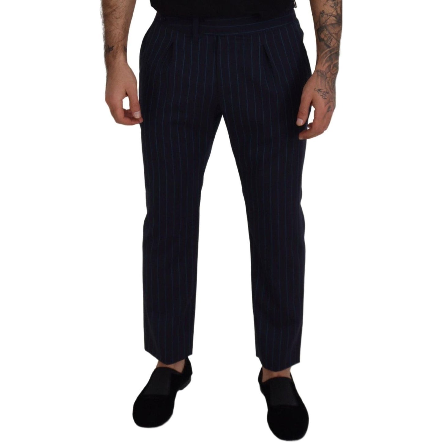 Dolce & Gabbana Elegant Stripe Virgin Wool Trousers Dolce & Gabbana Black