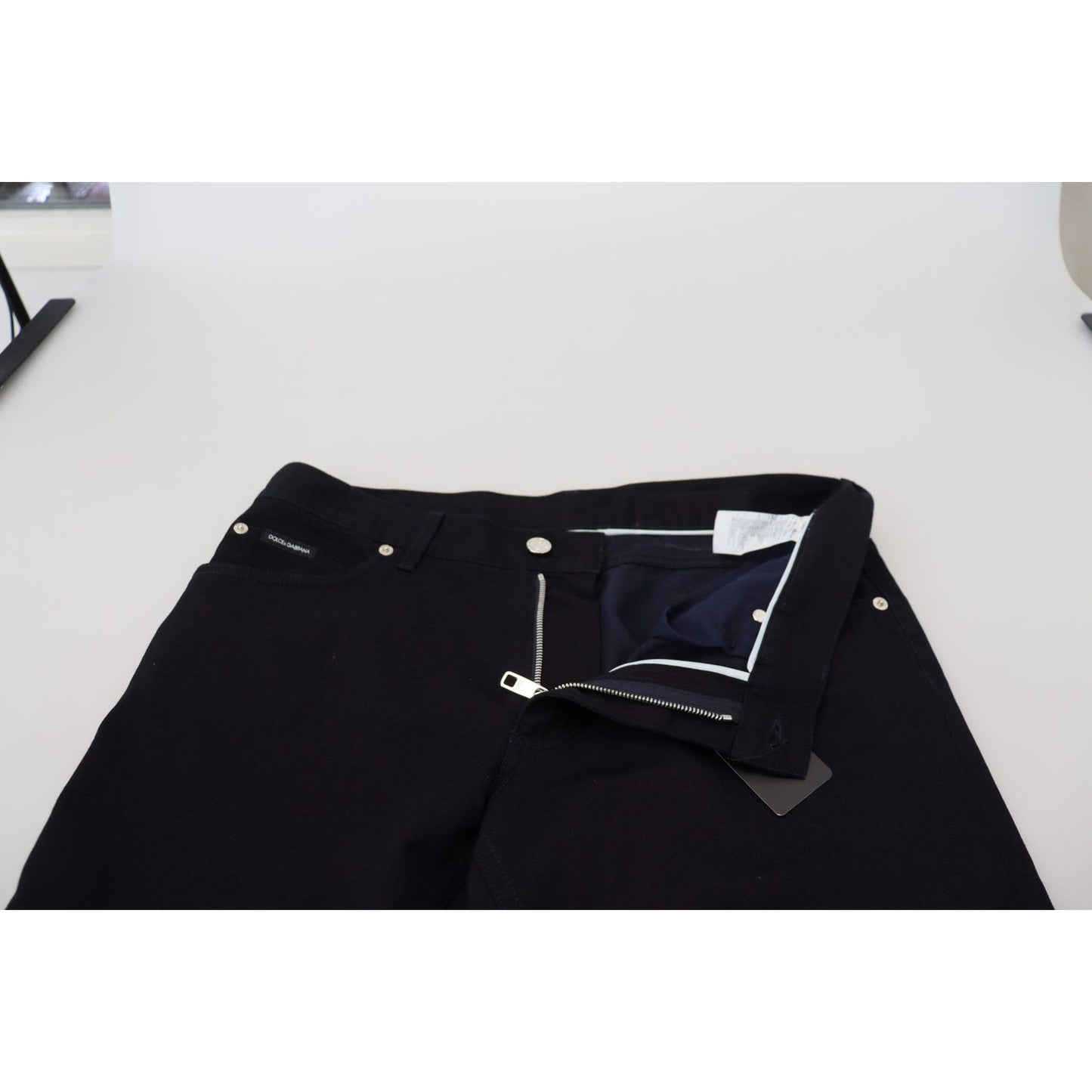 Dolce & Gabbana Elegant Black Silk Blend Denim Pants Dolce & Gabbana Light Gray