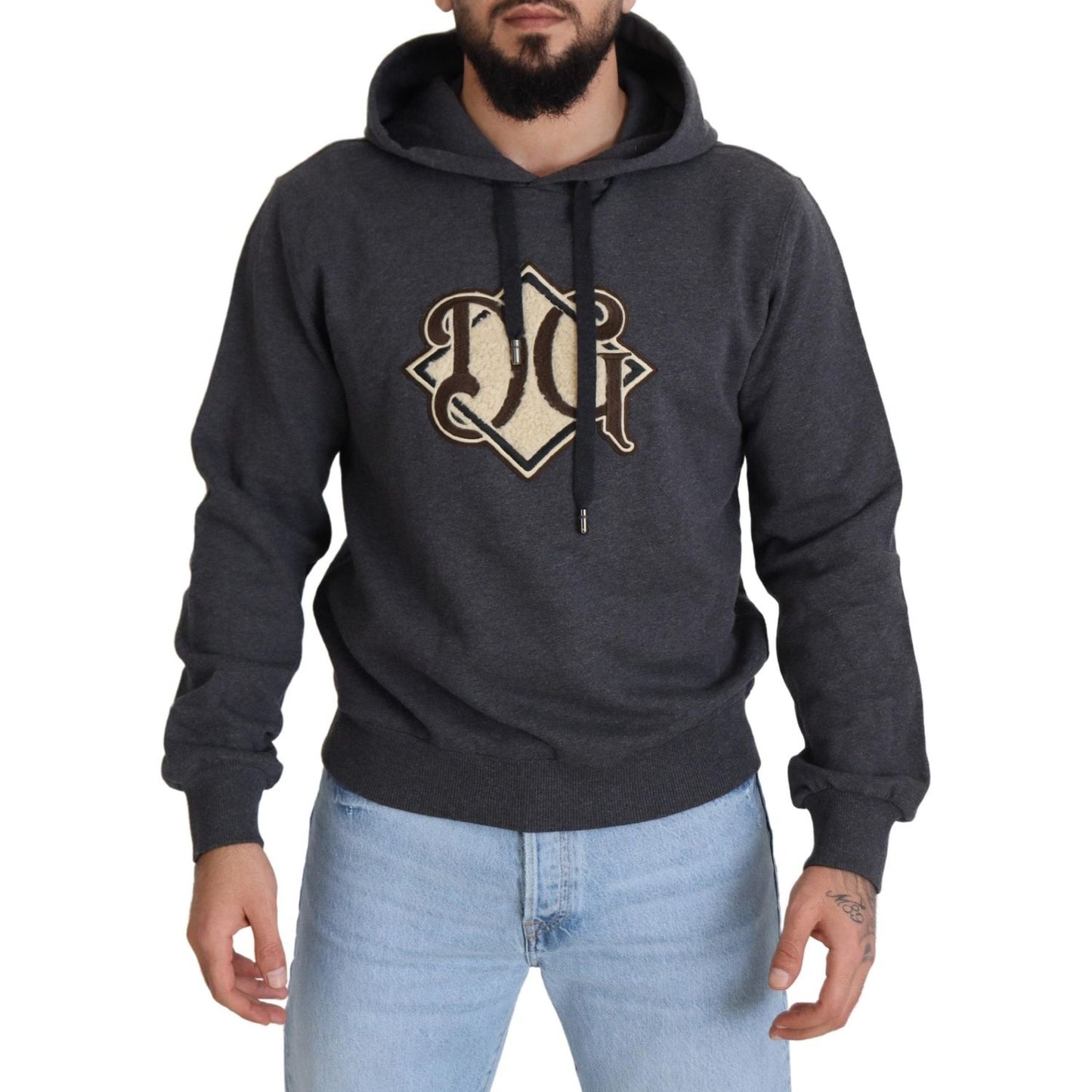 Dolce & Gabbana Elegant Grey Cotton Hooded Sweatshirt Dolce & Gabbana Dark Slate Gray