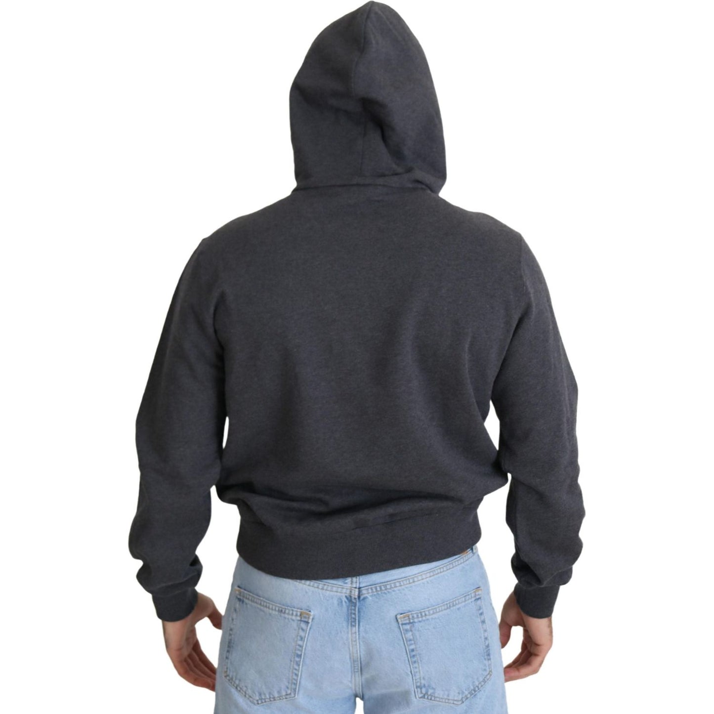 Dolce & Gabbana Elegant Grey Cotton Hooded Sweatshirt Dolce & Gabbana Dark Slate Gray