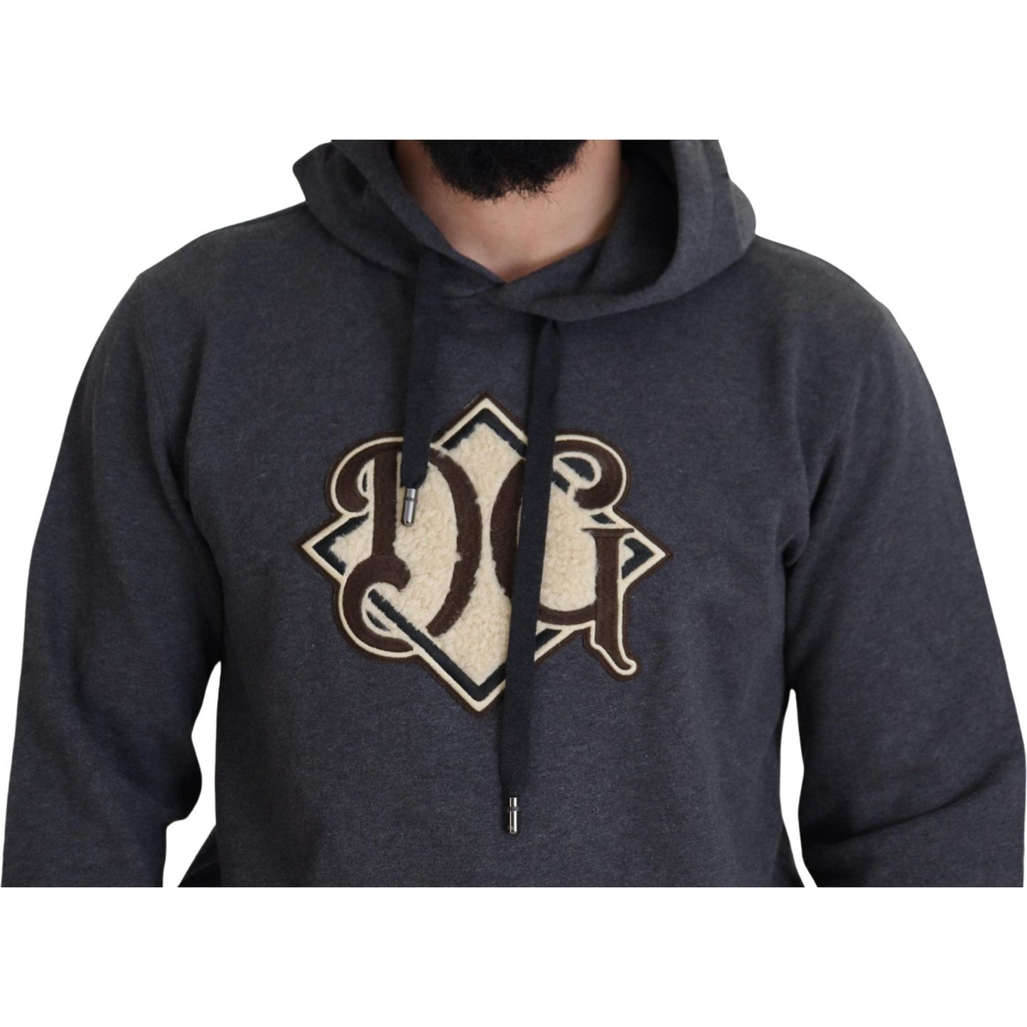Dolce & Gabbana Elegant Grey Cotton Hooded Sweatshirt Dolce & Gabbana Dark Slate Gray